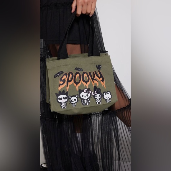 Hello Kitty skeleton Halloween cotton mini tote - Picture 1 of 3
